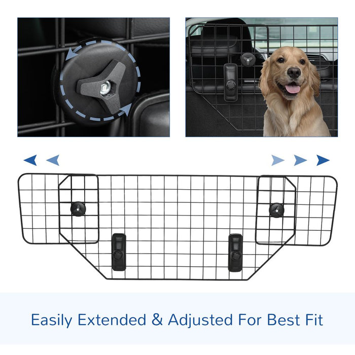 PawHut Heavy Duty Pet Dog Guard Wire Mesh Car Barrier Adjustable Auto SUVs Vehicle Fence Safety Grill Black