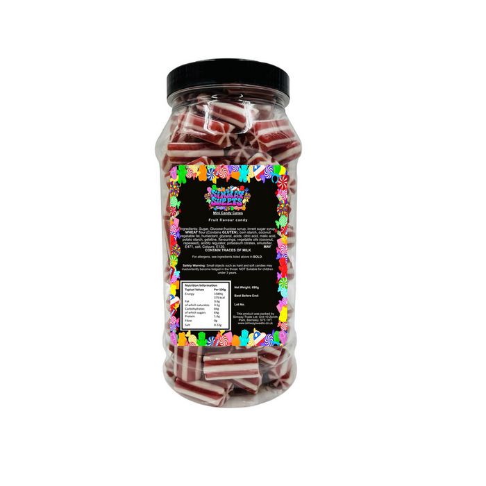 High-Quality Mini Candy Canes in Red & White - Perfect Retro Sweets Gift Jar for All, Fast Delivery!