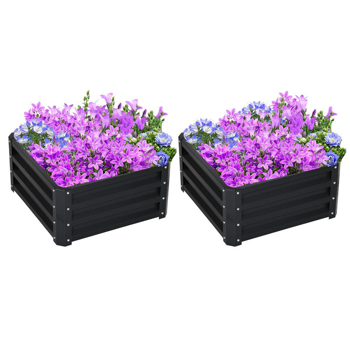 Outsunny Set of 2 Galvanised Raised Garden Bed Boxes - Easy Setup - Professional Quality - Grey