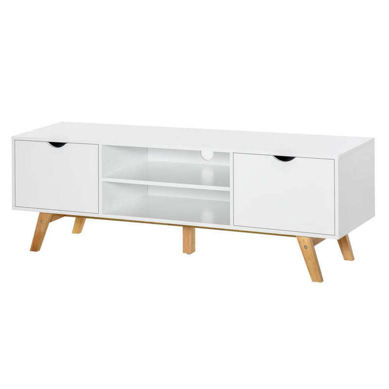 Modern White Particle Board TV Stand - 4 Compartments - High-Quality & Durable - Perfect for Electronics & Media Units