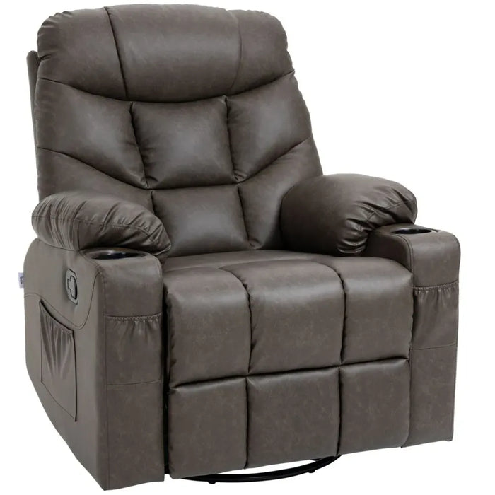 PU Leather Manual Recliner Chair, Recliner Armchair for Living Room, Brown