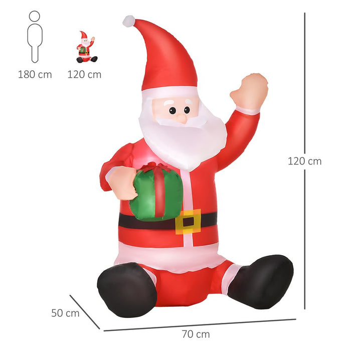 4ft Inflatable Christmas Santa Claus Gift with LED Xmas  Holiday Outdoor