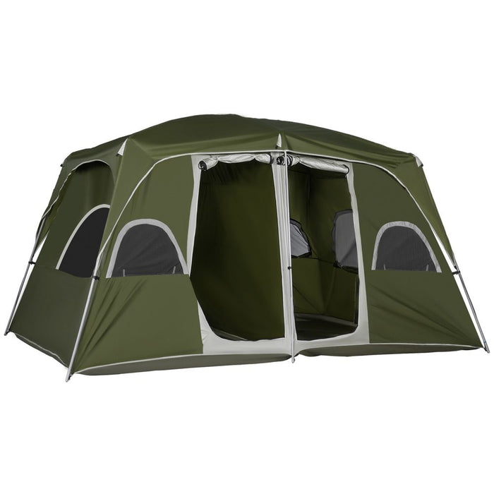 Spacious 4-8 Person Camping Tent, Easy Set Up, Green - Outsunny