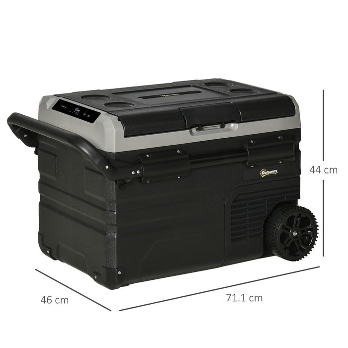 Portable 40L Car Refrigerator - 12V Compressor Freezer with Inner LED Light - Outsunny