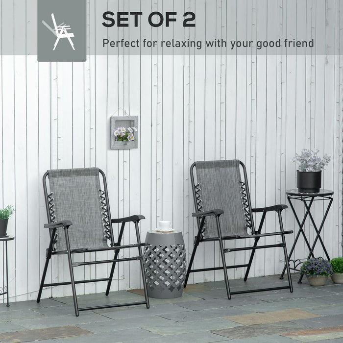 Set of 2 Patio Folding Dining Chair Set Garden Outdoor Grey