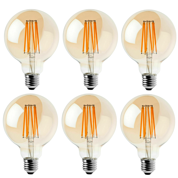 6 Pack E27 LED Edison Dimmable Vintage Amber Glass Warm white 2700K Light Bulbs
