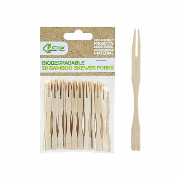 Premium Quality 50-Pack Eco-Friendly Bamboo Skewer Forks - Ideal for BBQs, Parties, and More