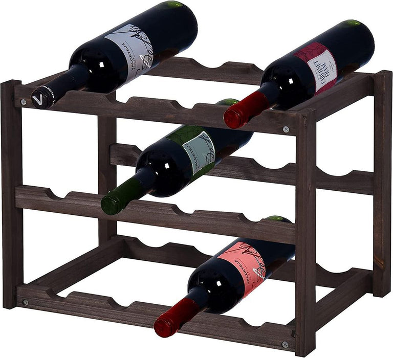 Knight Dark Colour 3 Tier Wooden Wine Rack Holder - Premium Quality, Holds 162 Bottles