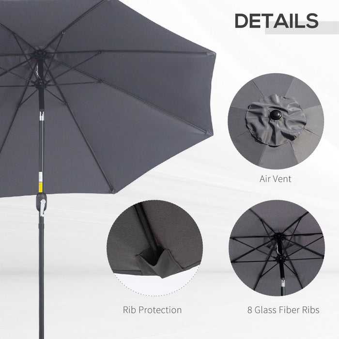 Premium 2.7M Patio Umbrella - Sunshade, Tilt Function, Aluminium, Charcoal Grey