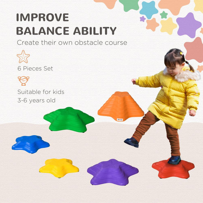 Balance Stepping Stones Non-slip Obstacle Course Stackable - 6pcs Outsunny