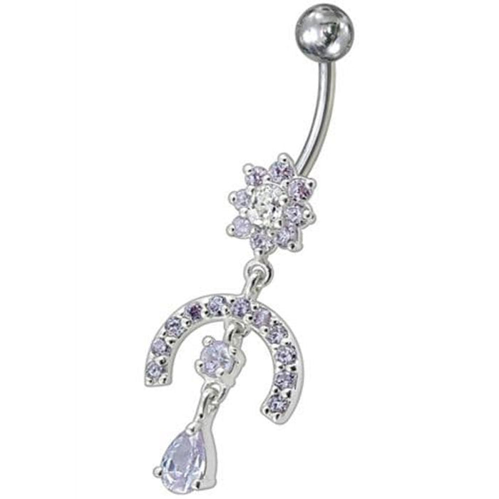 Fancy Studded Jeweled Dangling Navel Ring