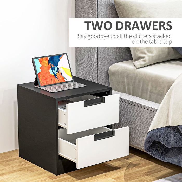 HOMCOM 2 Drawer Bedside Tables - Set of 2, Storage Nightstands for Bedroom - High Quality, Professional Seller