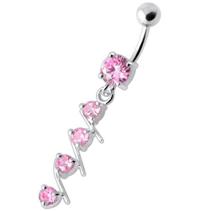 4 step Round Jeweled Dangling Navel Bar