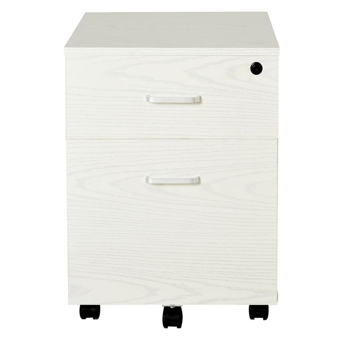 2-Drawer Locking Office Filing Cabinet 5 Wheels Rolling Storage White Vinsetto