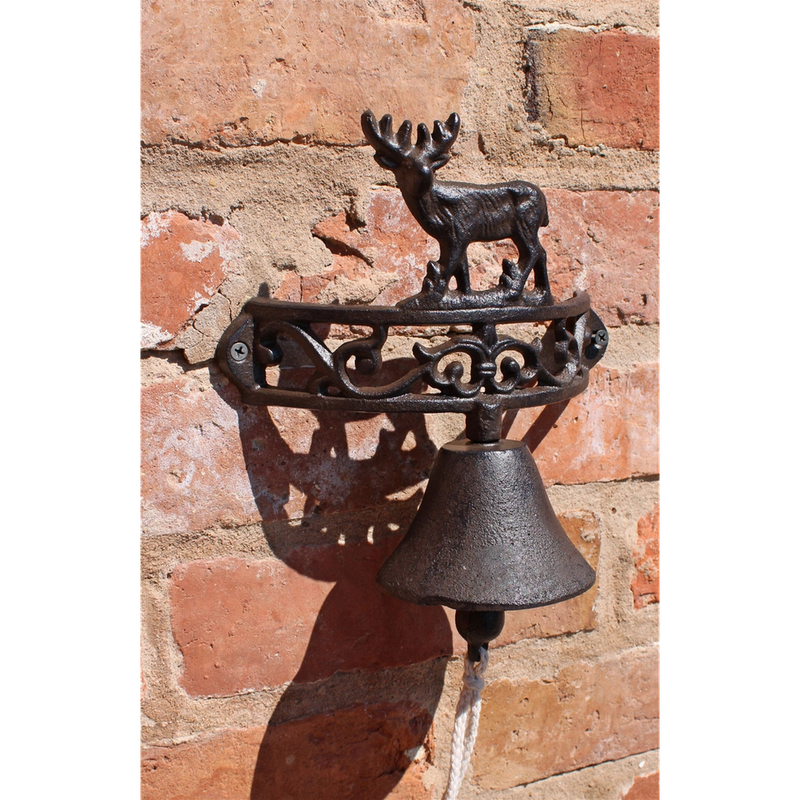 Rustic Cast Iron Wall Bell, Reindeer Standing