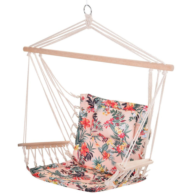 Ultimate Outdoor Hideaway: 100x106cm Hanging Hammock Chair with Thick Rope Frame & Pillow