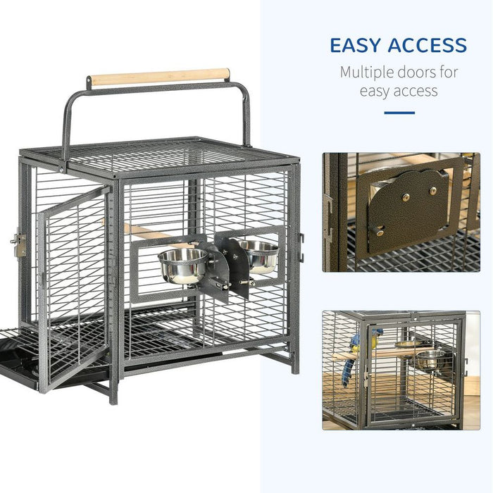 Premium Parrot Cage - Spacious & Portable Carrier - Ideal for Cockatiels, Conures, African Greys