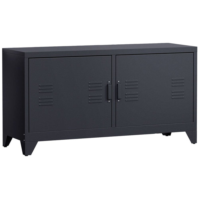 Premium TV Stand: 119Wx40Dx63.5H cm, Black - High Quality Cold Rolled Steel, Ample Storage Space