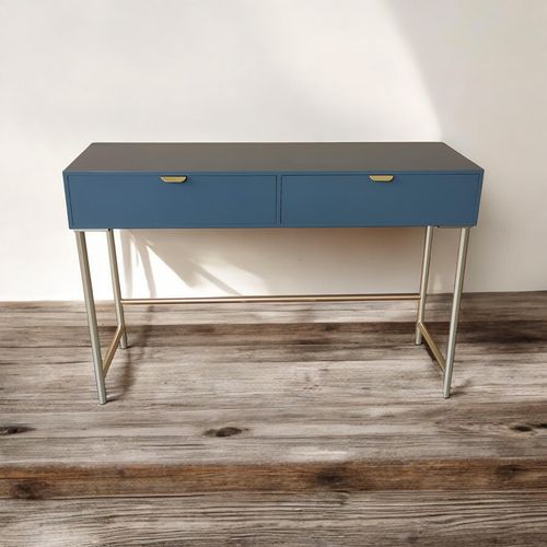 120CM BLUE WOODEN 2 DRAWER SIDE TABLE