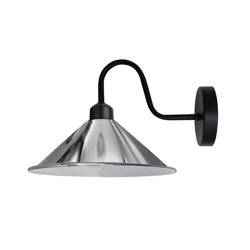 Vintage Chrome Wall Light Fixture, Black Wall Sconce, E27 Base, Dimmable, 3-Year Warranty, CE/RoHS Certified