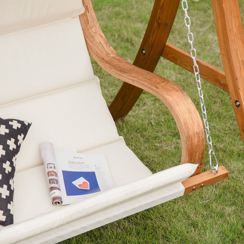 Outdoor Wooden Porch Swing Chair - A-Frame Wood Log Swing Bench - Best Quality & Comfort - Free Shipping!