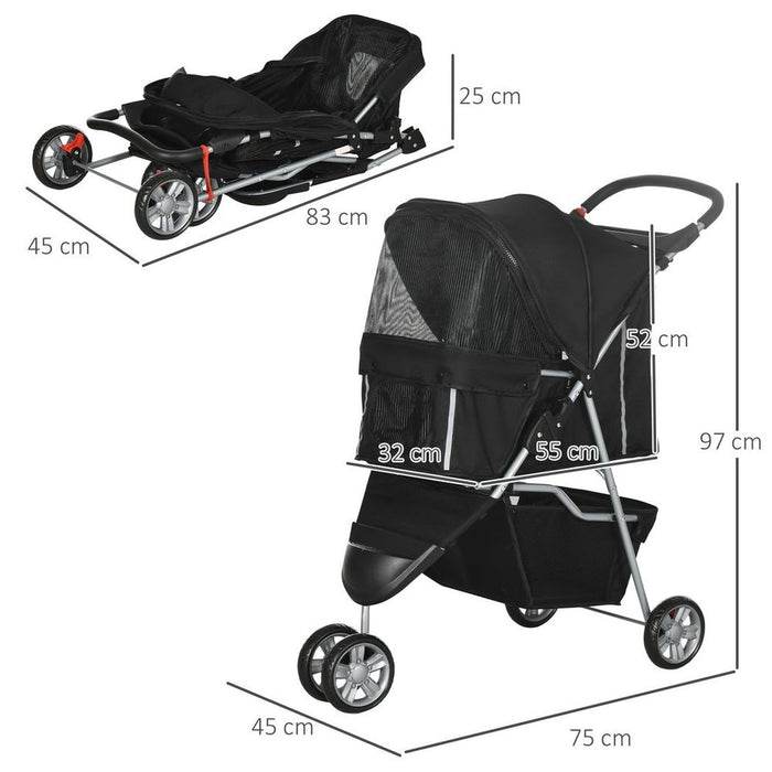 Premium 3-Wheel Pet Stroller: Stylish, Safe, and Versatile for Cats and Puppies