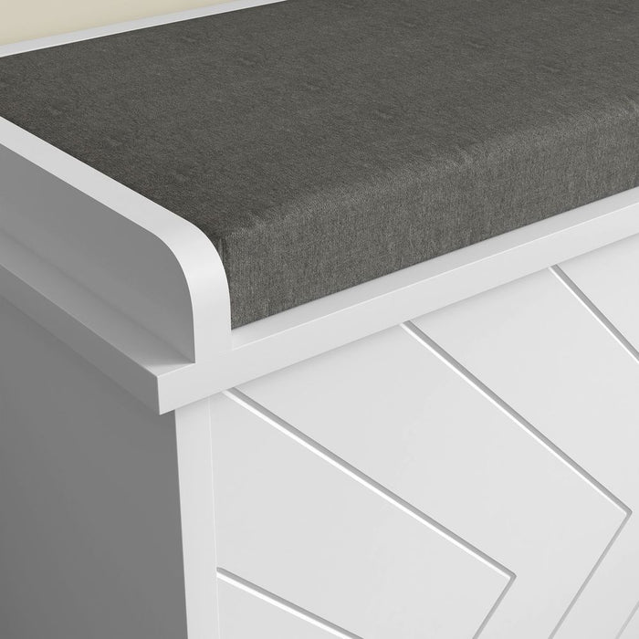 Premium 10-Pair Shoe Bench: HOMCOM, White, Entryway, Cushion, Flip Drawer