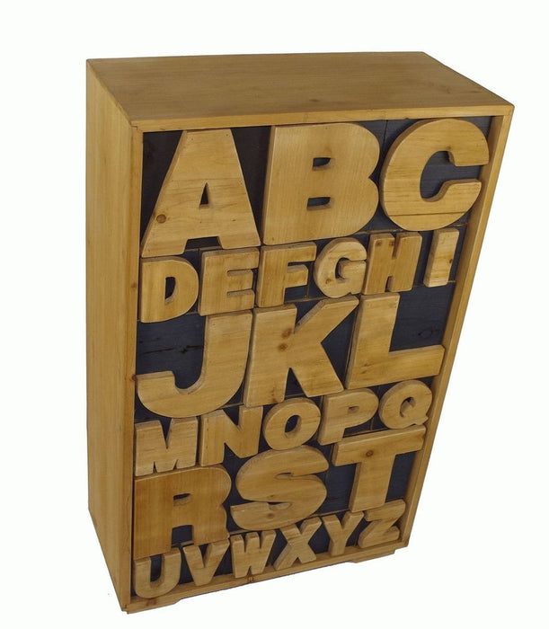 Modern Alphabet Cabinet - 54 x 26 x 89cm - Stylish Storage Solution - Geko Products - Firwood