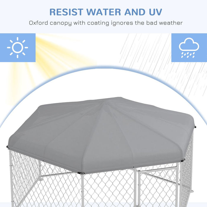 PawHut Outdoor Dog Kennel - Water-Resistant, UV-Resistant Roof, 2.1 x 1.85 x 1.5m