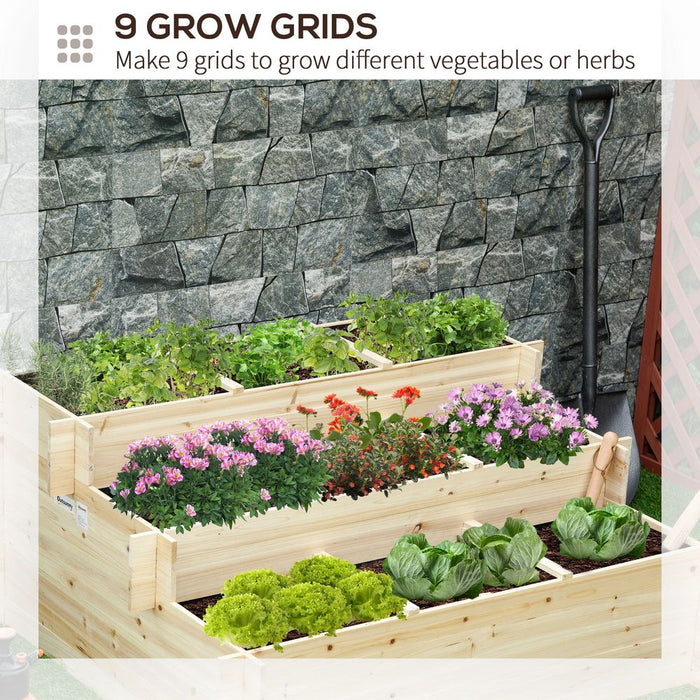 3 Tier Raised Garden Flower Box with 9 Grow Grids and Non-woven Fabric