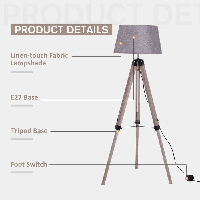 High-Quality Grey Tripod Floor Lamp - Stylish, Stable, and Versatile - Perfect for Any Room! (Bulb not included)