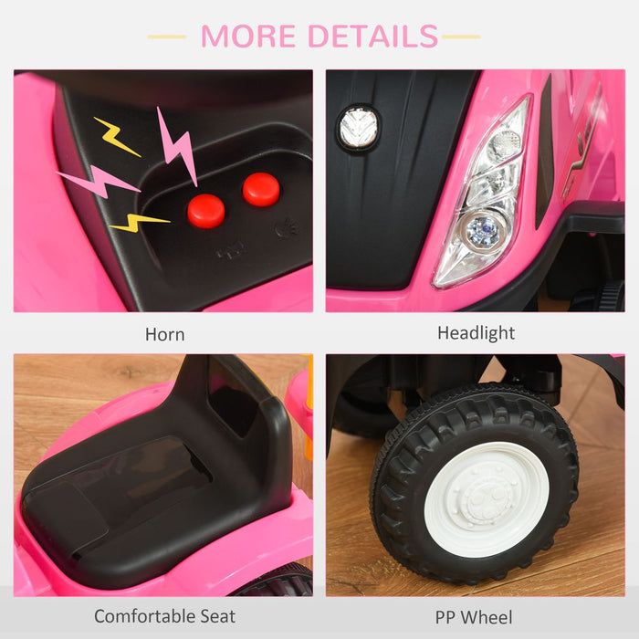 High-Quality Pink Sliding Car w/Horn - Indoor & Outdoor - Ages 12-36 Months - 25 kg Load - Battery Powered