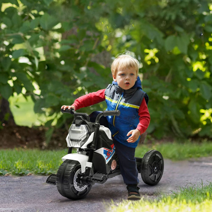 AIYAPLAY 3 in 1 Baby Trike with Headlights, Music, Horn - White