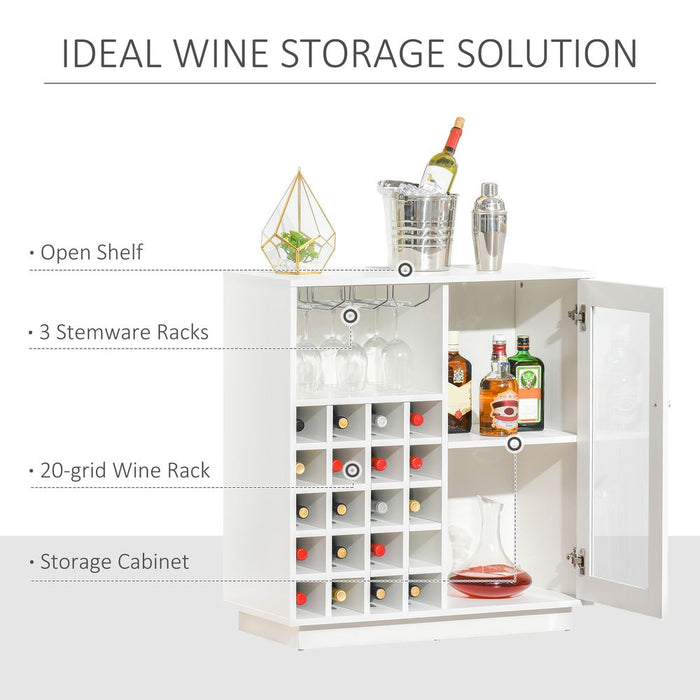 Modern Sideboard Wine Cabinet Cupboard with Glass Door Glass Holder