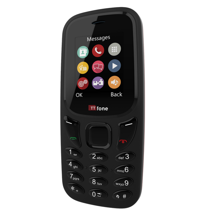 TTfone TT170 Black Dual SIM | USB Cable | Giff Gaff Pay As You Go | Emergency Use