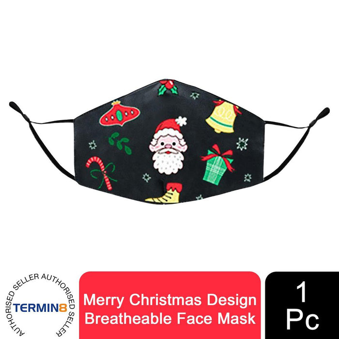 Termin8 Unisex Face Mask Printed Christmas Design, Lightweight & Breathable