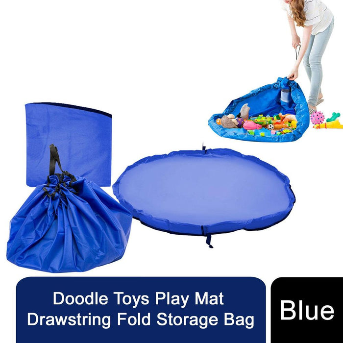 Doodle Toy Storage Bag & Play Mat - Blue: Durable, Organized, Portable - Perfect for Travel!