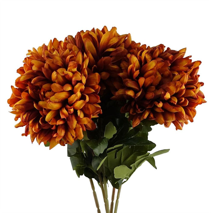 6-Pack Orange XL Chrysanthemums - 75cm Silk Flower Arrangements