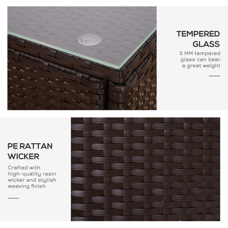 Outsunny Rattan 3PCs Chair Table Bistro Set Patio Set with Steel Frame