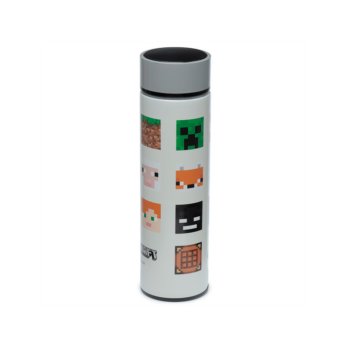 Stainless Steel Insulated Drinks Bottle Digital Thermometer - Minecraft Faces