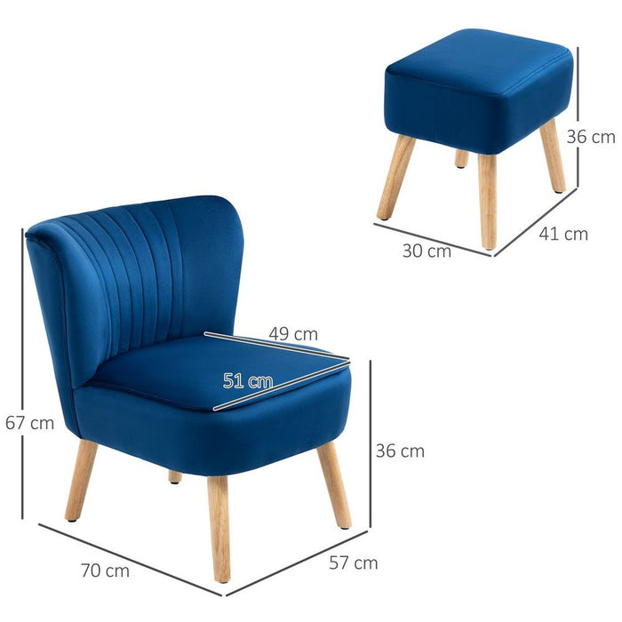 Premium Velvet Accent Chair - Luxurious Comfort - Elegant Design - Dark Blue