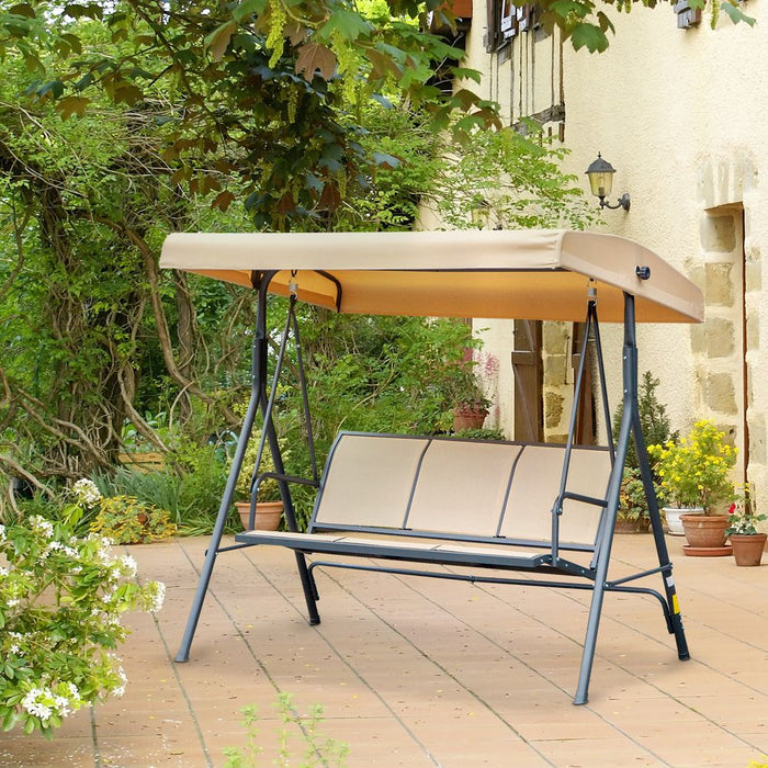 3 Seater Swing Chair Canopy Replacement Steel Frame - Beige