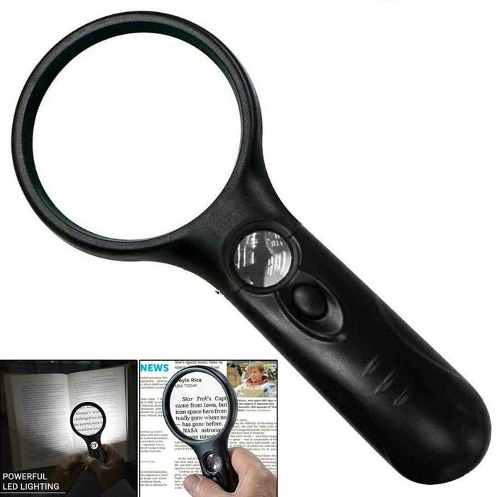 Magnifying Glass with Light LED Illuminated Magnifier with 3X 45X Magnification, Reading Magnifying Glass Jewellery Loupe Handheld