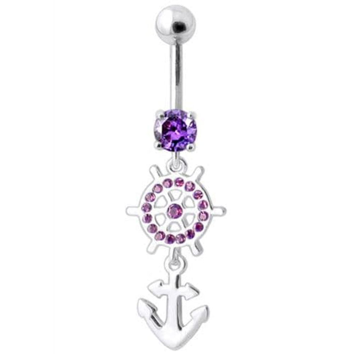 Ship Helm with Anchor Navel Belly Ring