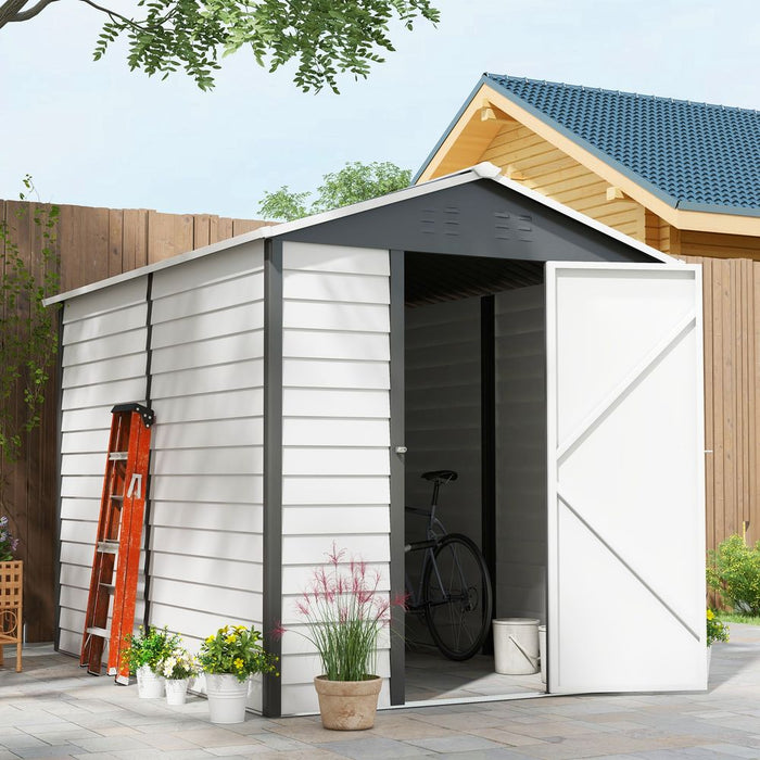 Outsunny 9'x6' Metal Garden Shed Grey - Durable, Spacious, Secure Storage Solution