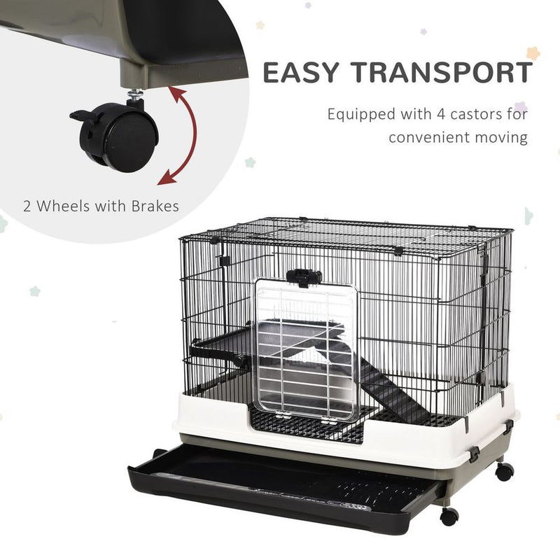 Premium Small Pet Cage: Metal Wire Top, Removable Tray, 4 Wheels