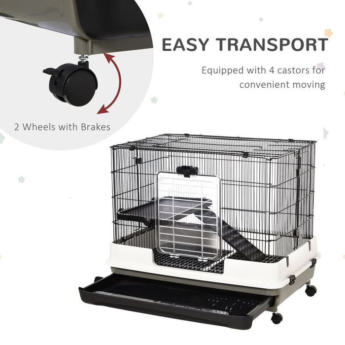 Premium Small Pet Cage: Metal Wire Top, Removable Tray, 4 Wheels