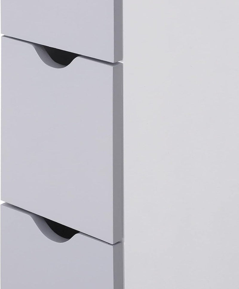HOMCOM Tall Bathroom Cabinet- Bathroom Storage, Shelf, Drawers White