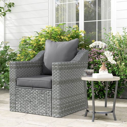 Outsunny One-piece Outdoor Back and Seat Cushion for Garden, Charcoal Grey