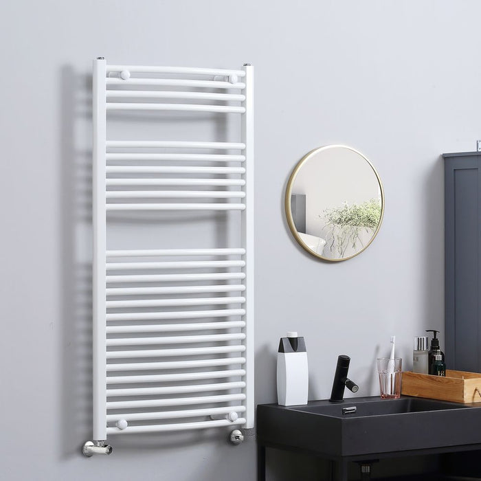 Heated Towel Rail, Bathroom Ladder Radiator 600mm x 1200mm White - HOMCOM